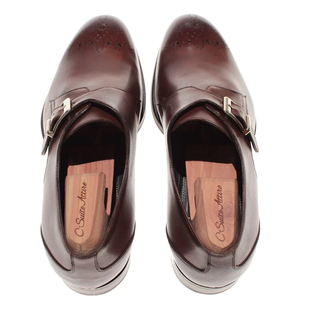Pastori NWB Single Monk Strap Dress Shoes Size 8 US in Whiskey Brown Leather
